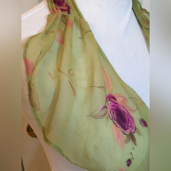 ELIZABETH GILLETT Anthropologie Asymmetrical Floral Roses Silk 100% - Picture 5 of 7